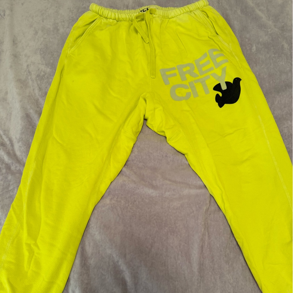 Freecity Bright Yellow Joggers with Black Graphic